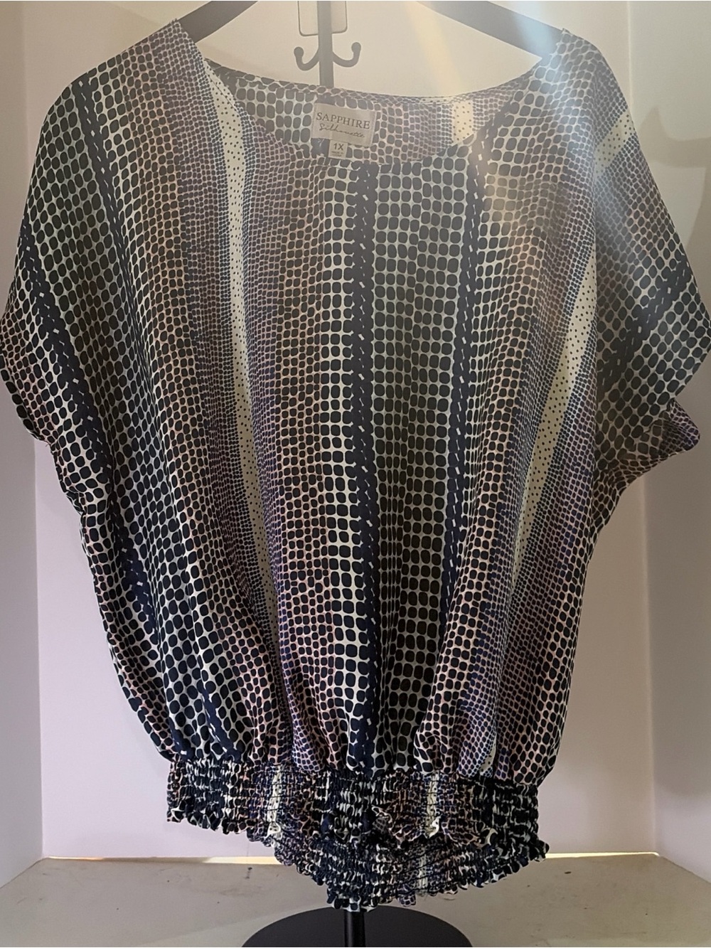 Sapphire Navy & White Patterned Blouse by SAPPHIRE